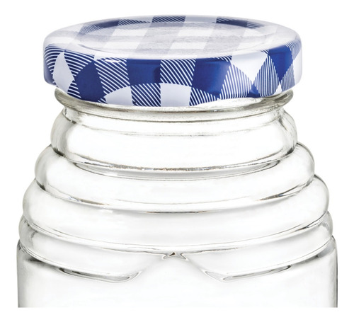 Caja 72 Frasco Tarrito C/tapa Mantel Azul 190 Ml