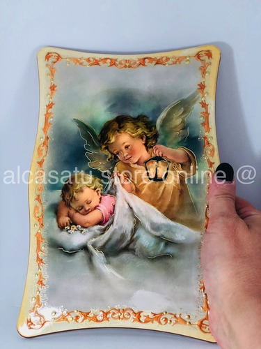 Cuadro Angel De La Guarda Cunero Souvenir 20x15 Italiano