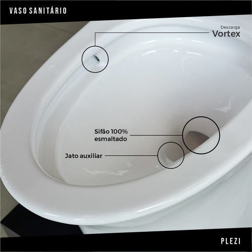 Bacia Vaso Sanitário Monobloco Plezi Assento Soft Close Cor Branco