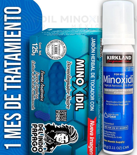 Minoxidil 5% Espuma Foam 1 Mes Tratamiento + Jabón 0.1%