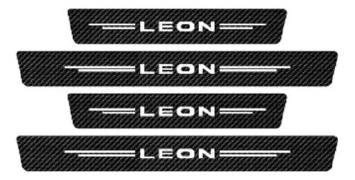 4 Stickers Protección Estribos Seat Leon Fibra De Carbono