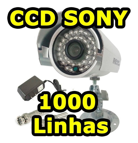 Câmera Infra Ccd Sony 1/3 1000 Linhas C/ Fonte E Conector