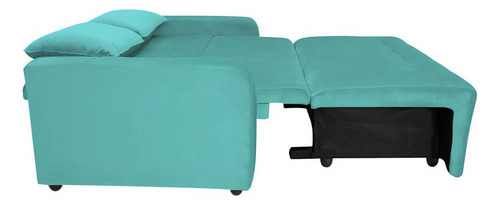 Sofá Cama Para Sala De Estar Amora New Veludo Matrix Cor Verde/água