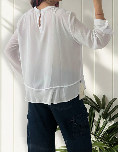 Blusa Camisa Mujer Manga Larga Cuello Redondo
