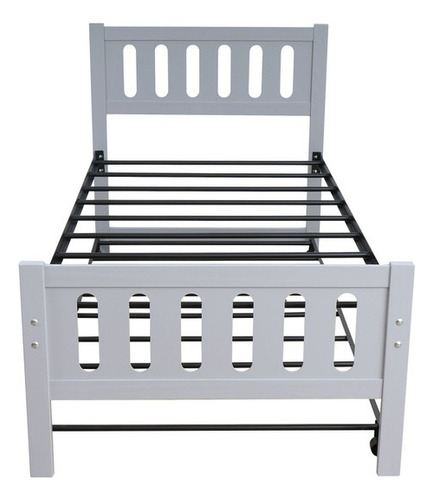 Cama Doble Individual Cherokee | Cama Deslizable Con Ruedas Color Gris
