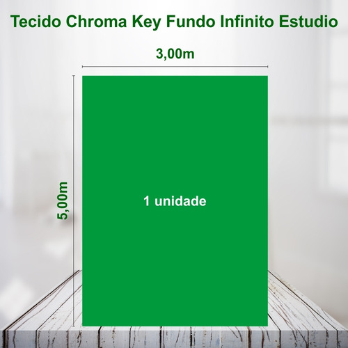 Imagem 3 de 8 de Tecido Chroma Key Fundo Verde Estudio 3x5 Lateral Overlock