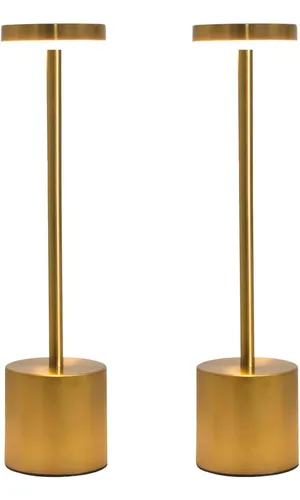 Lámpara De Mesa Luz Led Táctil Recargable Usb Restaurante © Estructura Dorado