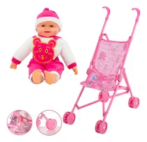 Comprar Oferta! Set De Cochecito Más Bebote Con Accesorios, Juguete 