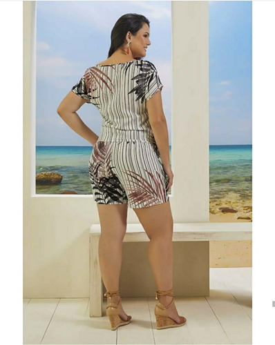 Imagem 2 de 6 de Conjunto Short E Blusa Estampado Festa Plus Size Exclusivo
