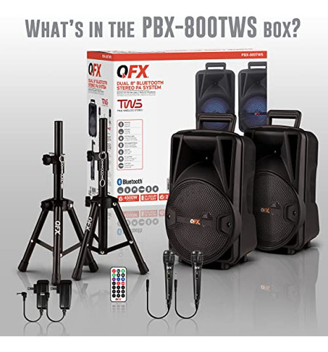 Sistema Pa Bluetooth Pbx-800tws Con 2 Altavoces De 8puLG, 2