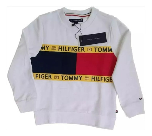 Blusa Moletom Tommy Hilfiger Branca Bordado Tommy Original