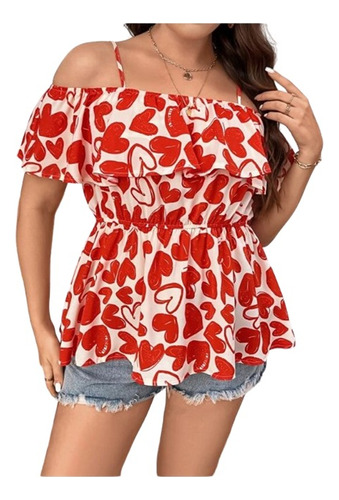 Blusa Peplum Corazones Tallas Extra Envio Incluido