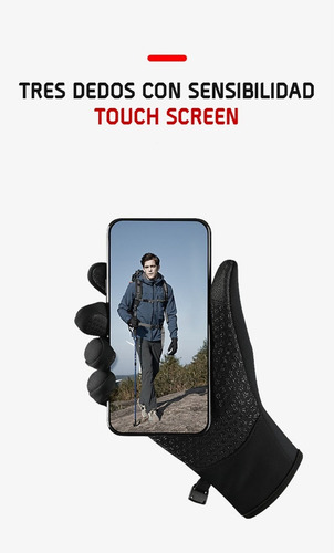 Imagen 4 de 6 de Guantes Moto Tipo Neopreno Con Touch Y Cierre Nuevo Negro
