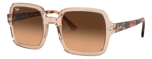 Anteojos de sol Ray-Ban RB2188 Standard con marco de acetato color gloss transparent brown, lente brown de cristal degradada, varilla tortoise de acetato