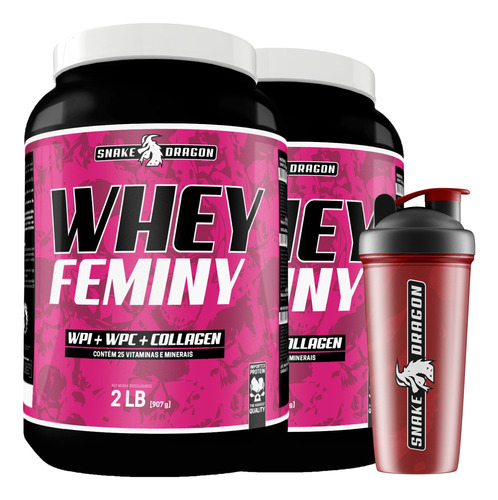 Combo 2 Whey Feminy Feminino - 907 G - Grátis Coqueteleira