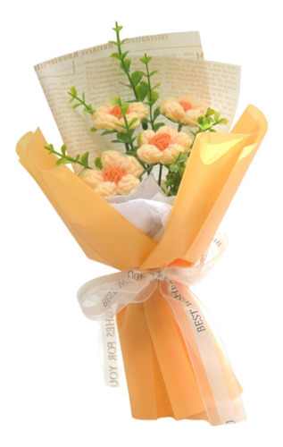 Ramo De Flores De Crochet Flowet Bouquet De Punto Amarillo