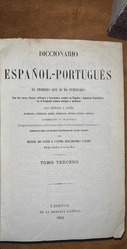 Primer Diccionario D Español Portugués Q Se Publicó 1864 (Usado)