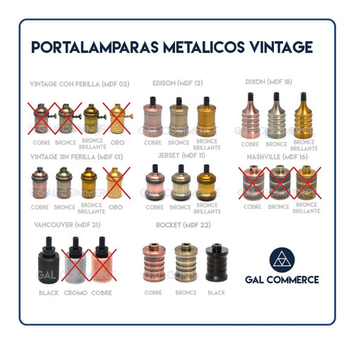Imagen 4 de 4 de Portalampara Vintage Sin Perilla Bronce Cobre En Stock