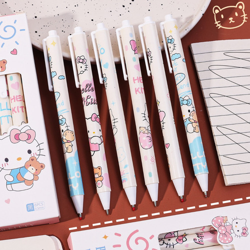 Conjunto De Canetas Hello Kitty Sanrio Press, 6 Peças De Can