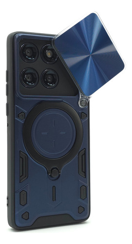 Funda Protector Case + Mica Moto Edge 60 Fusion Uso Rudo Azul Marino Moto Edge 60 Fusion