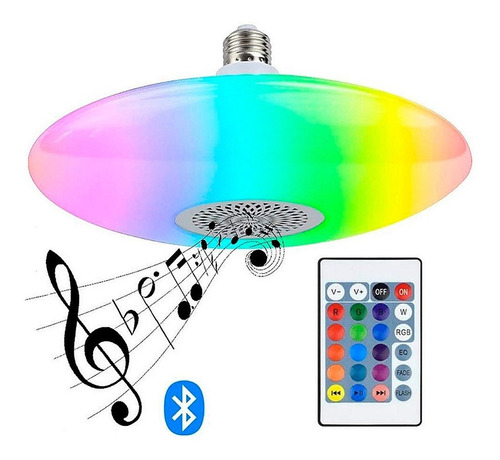 Lâmpada Musical Caixa Som Ufo 24w Bluetooth Led Rgb Controle Cor da luz RGB + Luz Branca 110V/220V