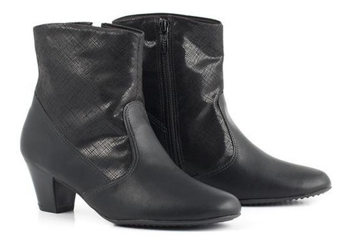 Bota Piccadilly Negra Con Taco