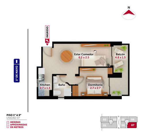 1º De Mayo Y Mendoza - Dpto De 1 Dormitorio.