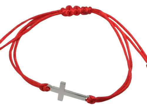 Imagen 3 de 6 de Pulsera Hilo Roja De Protección Cruz Parejas Acero Amuleto