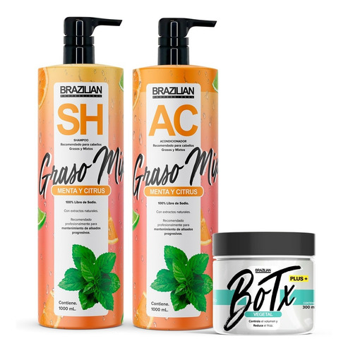 Pack Shampoo Y Acondicionador Brazilian Grasos + Concentrado