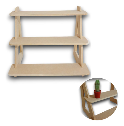 Exhibidor Mini Escalera Stand Ferias. Velas. Multiuso 70cm Beige