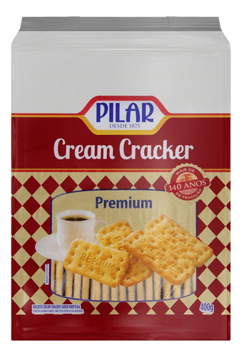 Biscoito Cream Cracker Manteiga Pilar Premium Pacote 400g