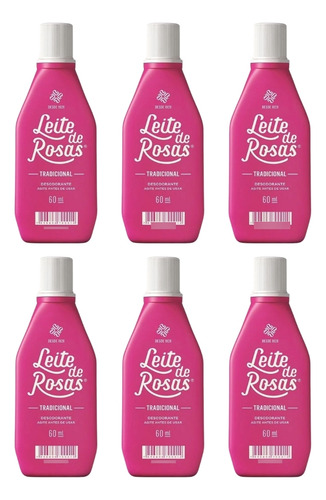Leite De Rosas 60ml Tradicional - Kit C/ 6un