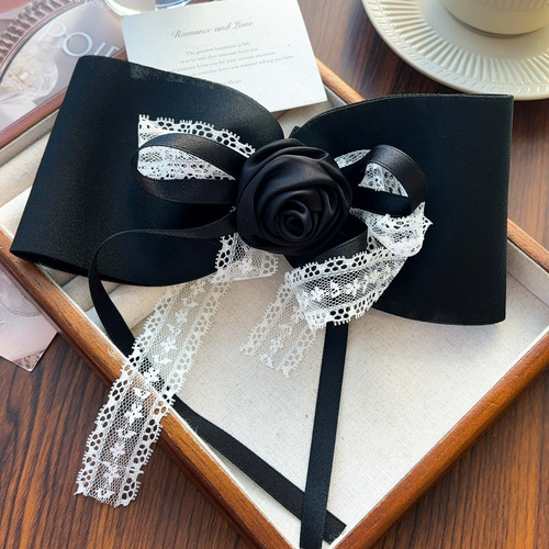 Accesorio Para El Pelo Con Lazo De Encaje Negro Para Mujer,