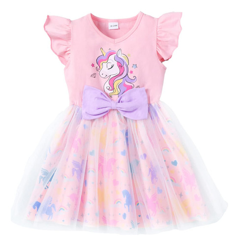 Vestido De Tul Tutú Para Niñas Pequeñas, Manga Con Volan.