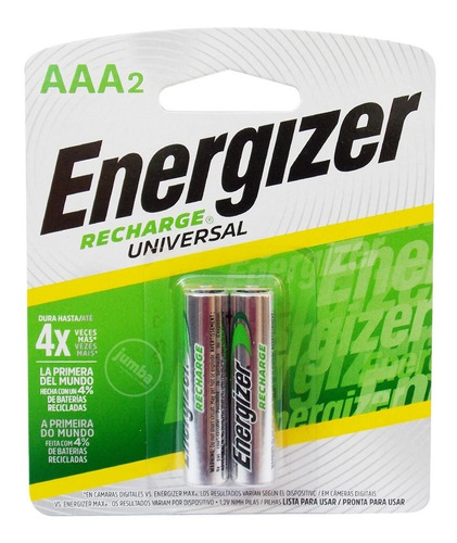 Pilas Recargables Energizer Aaa 700mah 1000x Nh12 Blister X2