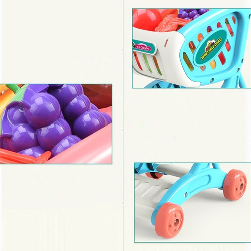 Cc Carrito De Compras Supermercado De Juguete Con 17 Frutas