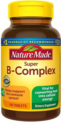 Super Complejo B + Vitamina C 140 Tabletas Marca Nature Made