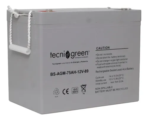 Batería Solar 12v 75ah Agm Recargable Tecnigreen
