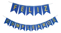 Comprar Banderin Feliz Cumpleaños Glitter Con Stamping Cotillon Color Azul Banderin Cumpleaños