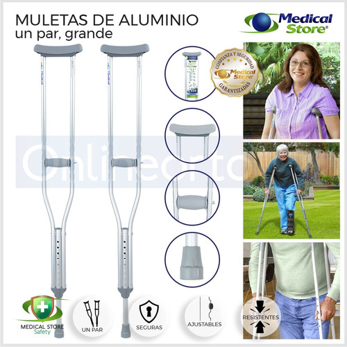 Muletas Axilares Ajustables De Aluminio Ch-m-g Medical Store