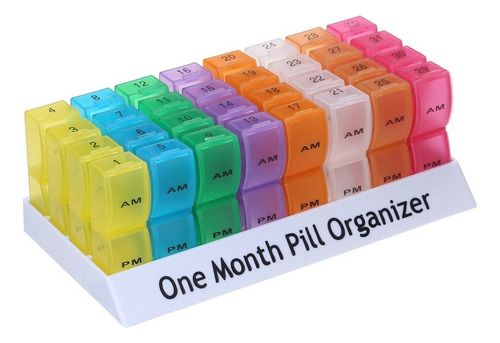 Pill Container Monthly Organizer With Popup Open
