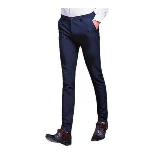 Pantalones De Vestir Hombre Formal Slim Color Solido