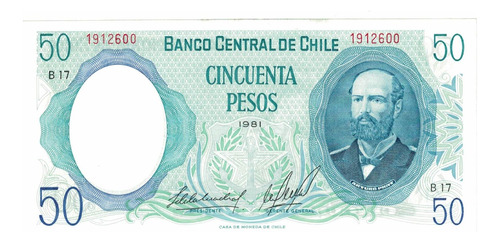 Billete De Chile 50 Pesos De 1981 Arturo Prat Unc