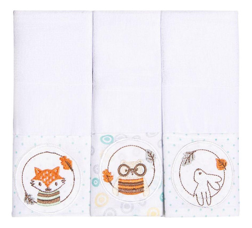 Kit Paninho De Boca Bosque Bordado Na Faixa Com 3 Pcs Papi