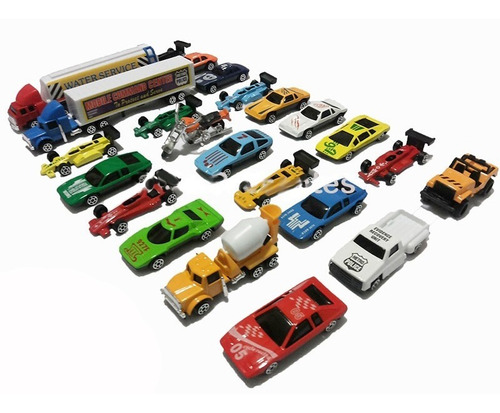 Imagem 1 de 3 de Kit 25 Peças De Carrinhos Caminhões Carretas Pronta Entrega