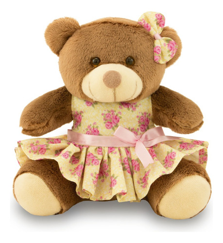 Ursa Floral Para Decoração Infantil 45cm - Anti-alérgica Cor Marrom