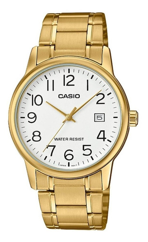 Relógio Casio Masculino Collection Dourado Mtp-v002g-7b2udf Fundo Branco