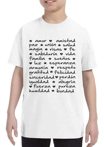 Remera De Niño Frase Amor Amistad Union Salud Magia Risas Fe