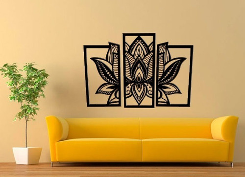 Imagen 2 de 2 de Cuadro Triptico Mandala Mdf