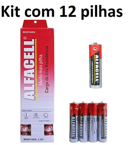 Pilha Alta Resistência Aa Alfacell 1,5v - Kit Com 12un